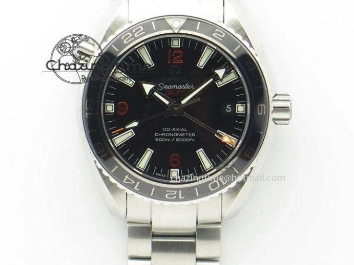 0428 Unique Planet Ocean 45mm Real Ceramic Blue BP-Maker Best Edition Black Dial On Nylon Rubber Strap A 8184